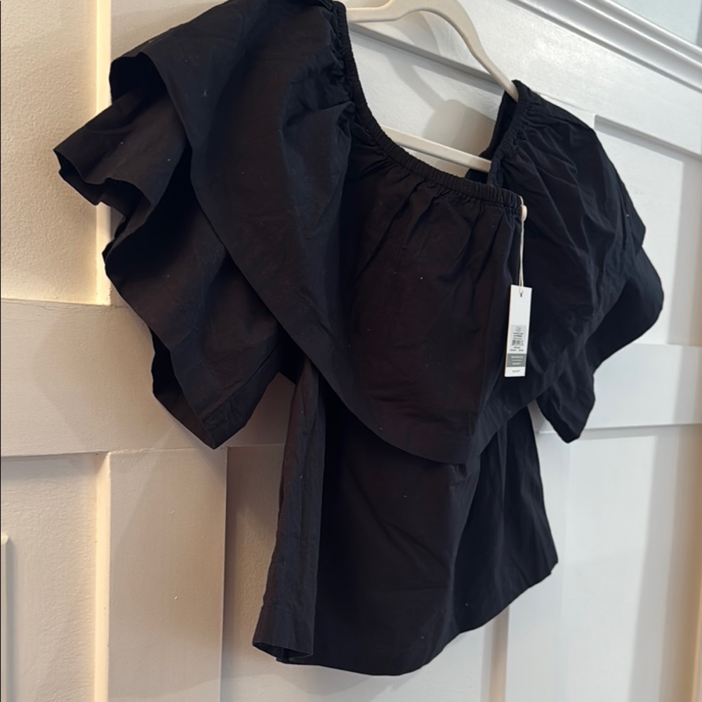 Mudpie Black Ruffled Off-Shoulder Top - Picture 3 of 5